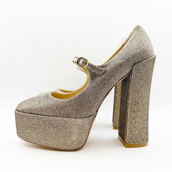 Stuart Weitzman Skyhigh 145 Mary Jane Platform Pumps US 9.5 Beige Metallic NWOB - Picture 9 of 14